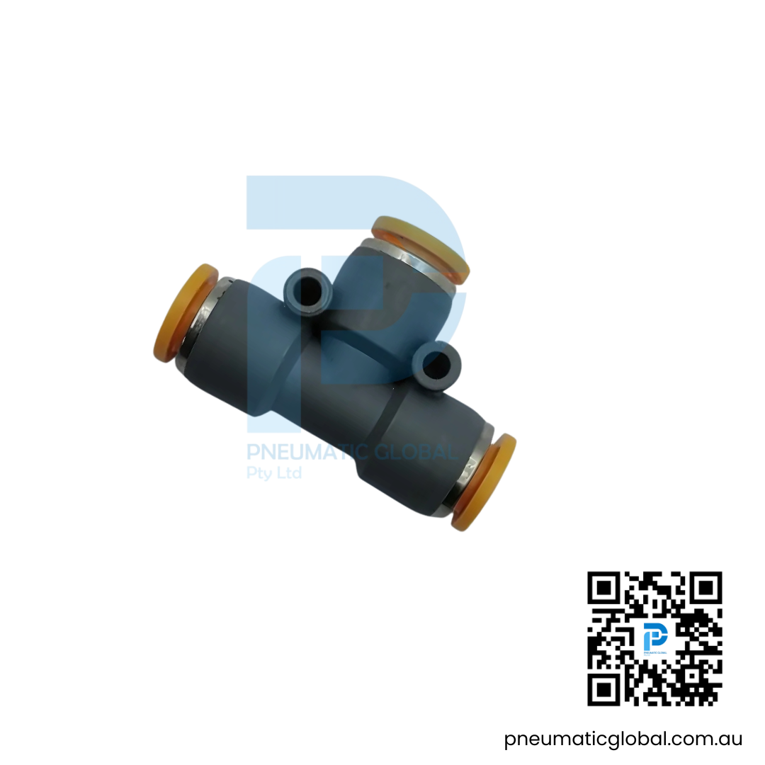 8mm Tube to Tube Fitting PE-08 Union Tee Connector EMC Model pneumaticglobal.com.au