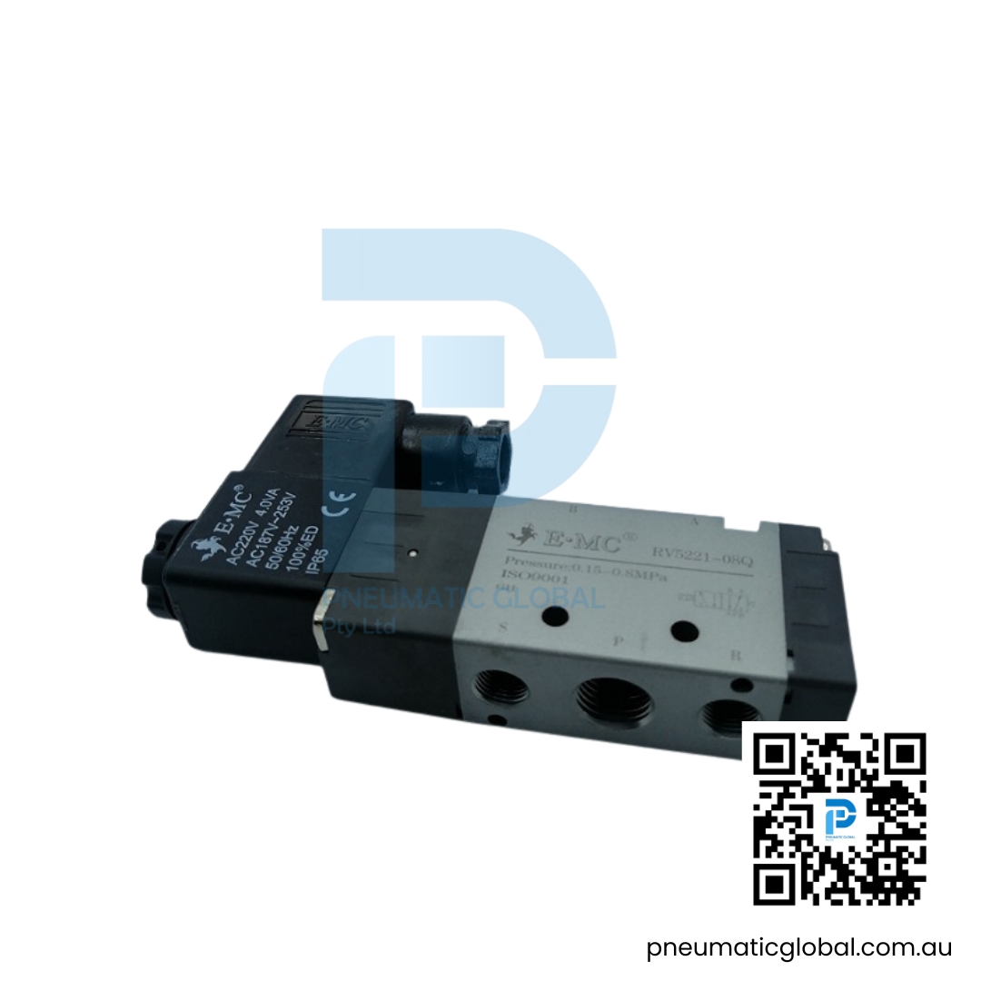 5/2-Way Normally Closed Solenoid Valve AC220V RV5221-08Q - 1/4" | EMC Model - Image 3