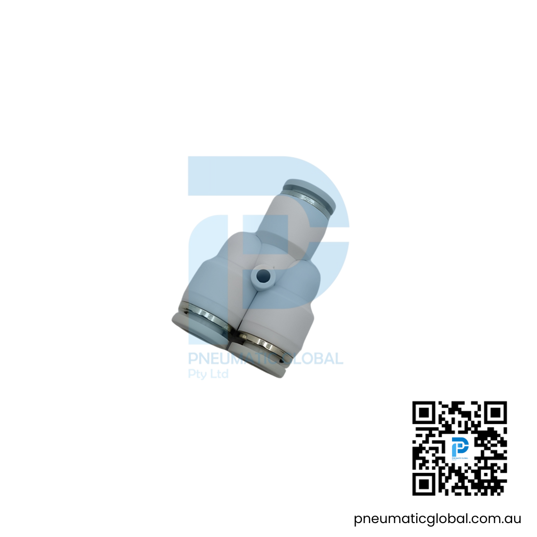 Push-In Y Connector - White PY-08 Pneumaticglobal.com.au